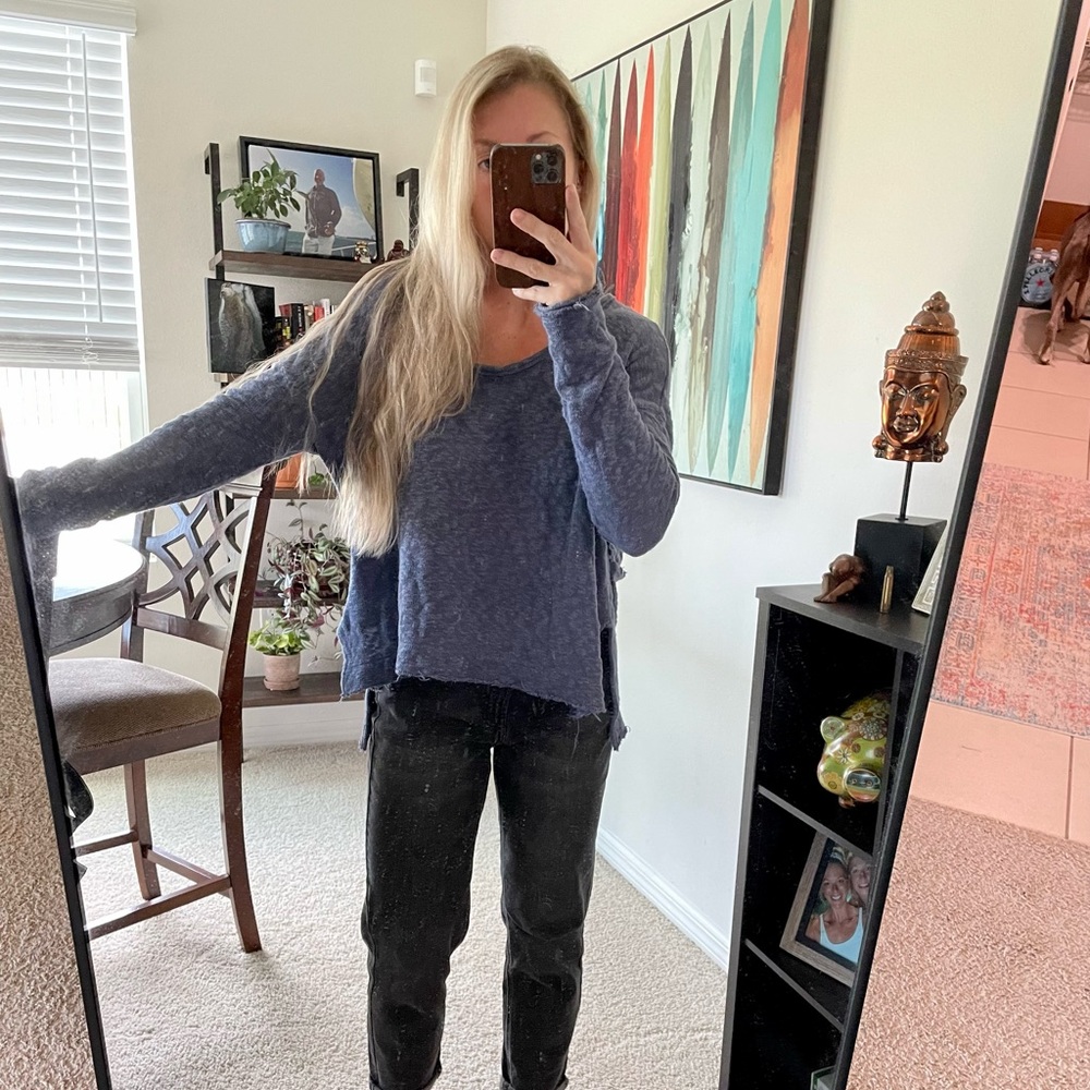 Free People Blue Open Back Sweater